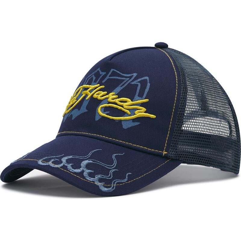 ed-hardy-1971-navy-blue-and-yellow-trucker-hat