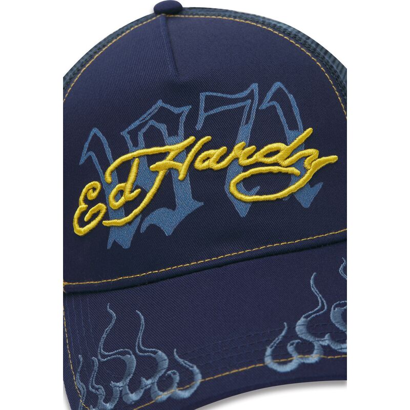 ed-hardy-1971-navy-blue-and-yellow-trucker-hat