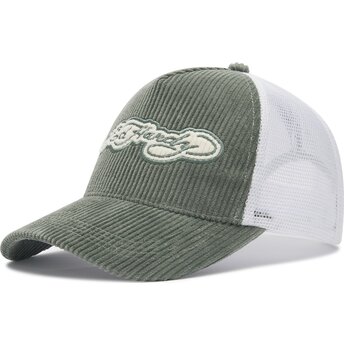 Gorra trucker verde y blanca Embroidery Applique Cord de Ed Hardy