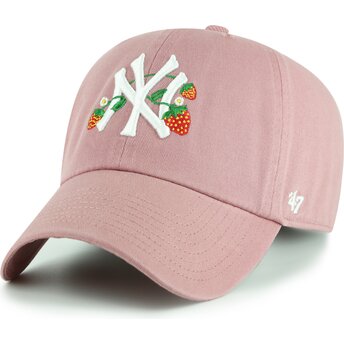 Gorra curva rosa ajustable para niño Clean Up Icon Alt Strawberry de New York Yankees MLB de 47 Brand