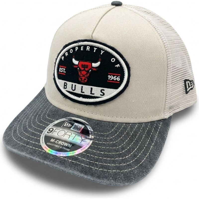 gorra-trucker-beige-y-gris-9forty-m-crown-a-frame-fray-de-chicago-bulls-nba-de-new-era gorra-trucker-beige-y-gris-9forty-m-crown-a-frame-fray-de-chicago-bulls-nba-de-new-era