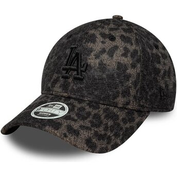 Gorra curva leopardo ajustable para mujer con logo negro 9FORTY Leopard Cosy de Los Angeles Dodgers MLB de New Era