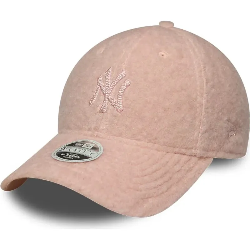 new-era-curved-brim-women-pink-logo-9forty-m-crown-winter-borg-new-york-yankees-mlb-pink-snapback-cap