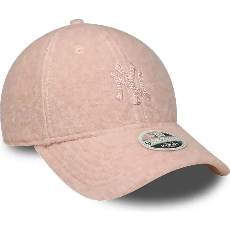 gorra-curva-rosa-snapback-para-mujer-con-logo-rosa-9forty-m-crown-winter-borg-de-new-york-yankees-mlb-de-new-era