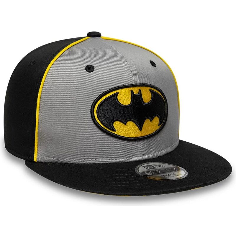 gorra-plana-gris-y-negra-snapback-para-nino-9fifty-piping-de-batman-dc-comics-de-new-era