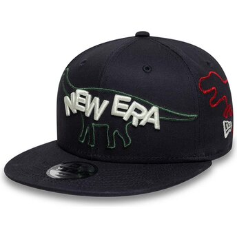 Gorra plana azul marino snapback para niño 9FIFTY Dino de New Era
