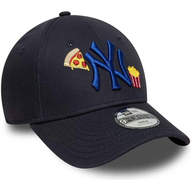 new-era-curved-brim-youth-navy-blue-logo-9forty-food-icon-new-york-yankees-mlb-navy-blue-adjustable-cap