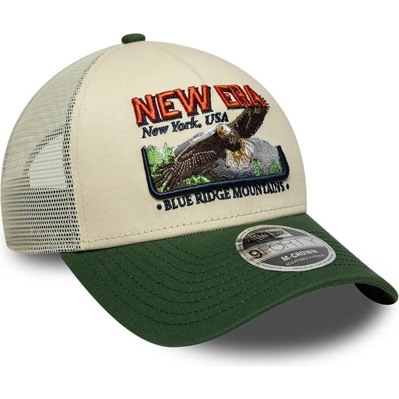 gorra-trucker-verde-y-beige-9forty-m-crown-a-frame-graphic-de-new-era gorra-trucker-verde-y-beige-9forty-m-crown-a-frame-graphic-de-new-era