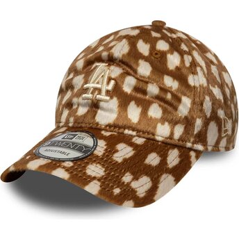 Gorra curva marrón ajustable 9TWENTY Animal Print de Los Angeles Dodgers MLB de New Era