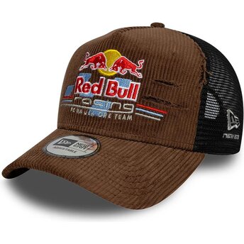 Gorra trucker marrón y negra A Frame Distressed Cord de Red Bull Racing Formula 1 de New Era