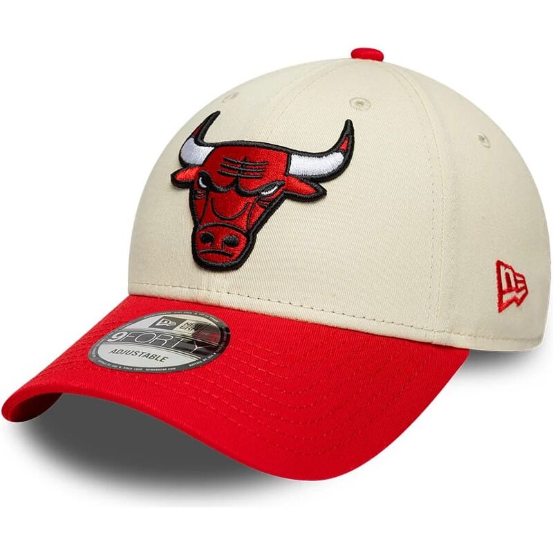 new-era-curved-brim-9forty-colour-block-chicago-bulls-nba-beige-and-red-adjustable-cap new-era-curved-brim-9forty-colour-block-chicago-bulls-nba-beige-and-red-adjustable-cap
