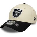 new-era-curved-brim-9forty-colour-block-las-vegas-raiders-nfl-beige-and-black-adjustable-cap