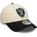 new-era-curved-brim-9forty-colour-block-las-vegas-raiders-nfl-beige-and-black-adjustable-cap