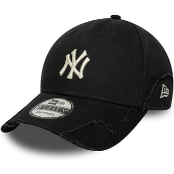 New Era Curved Brim 9FORTY Stitched New York Yankees MLB Black Adjustable Cap