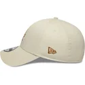 new-era-curved-brim-brown-logo-9forty-faux-pony-infill-los-angeles-dodgers-mlb-beige-adjustable-cap