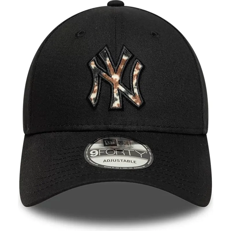 gorra-curva-negra-ajustable-con-logo-marron-9forty-faux-pony-infill-de-new-york-yankees-mlb-de-new-era gorra-curva-negra-ajustable-con-logo-marron-9forty-faux-pony-infill-de-new-york-yankees-mlb-de-new-era