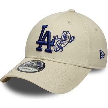 Gorra curva beige y azul ajustable 9FORTY Food Icon de Los Angeles Dodgers MLB de New Era