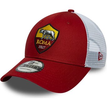 Gorra trucker roja y blanca ajustable 9FORTY League de Associazione Sportiva Roma Serie A de New Era