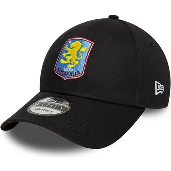 Gorra curva negra ajustable 9FORTY Core de Aston Villa Football Club Premier League de New Era