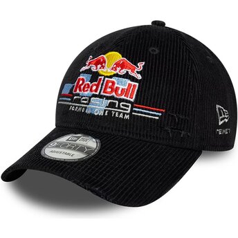 Gorra curva negra ajustable 9FORTY Distressed Cord de Red Bull Racing Formula 1 de New Era