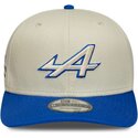 new-era-curved-brim-9seventy-stretch-snap-contrast-visor-alpine-f1-team-formula-1-beige-and-blue-snapback-cap