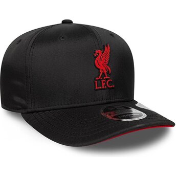 Gorra curva negra snapback con logo rojo 9SEVENTY Stretch Snap Gradient de Liverpool Football Club Premier League de New Era