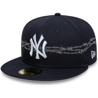 New Era Flat Brim 59FIFTY Icon New York Yankees MLB Navy Blue Fitted Cap