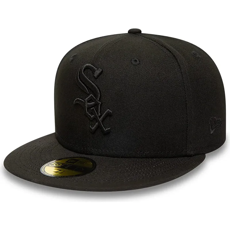 new-era-flat-brim-black-logo-59fifty-chicago-white-sox-mlb-black-fitted-cap