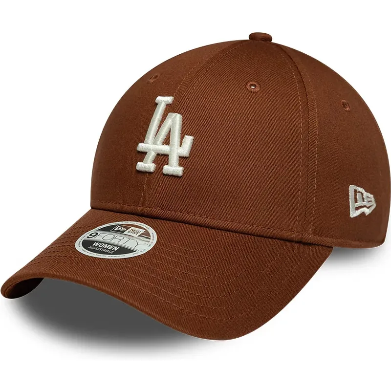 new-era-curved-brim-women-9forty-league-essential-midi-los-angeles-dodgers-mlb-brown-adjustable-cap