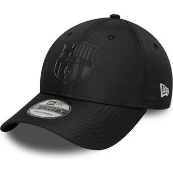 Gorra curva negra ajustable con logo negro 9FORTY Ripstop de FC Barcelona LALIGA de New Era