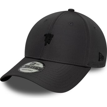 Gorra curva gris oscuro ajustable con logo negro 9FORTY Metal de Manchester City Football Club Premier League de New Era