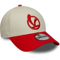 new-era-curved-brim-9forty-contrast-visor-vespa-piaggio-red-and-beige-adjustable-cap