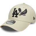new-era-curved-brim-black-logo-9forty-outdoor-icon-los-angeles-dodgers-mlb-beige-adjustable-cap