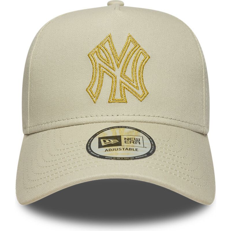 new-era-curved-brim-golden-logo-e-frame-metallic-outline-new-york-yankees-mlb-beige-snapback-cap new-era-curved-brim-golden-logo-e-frame-metallic-outline-new-york-yankees-mlb-beige-snapback-cap