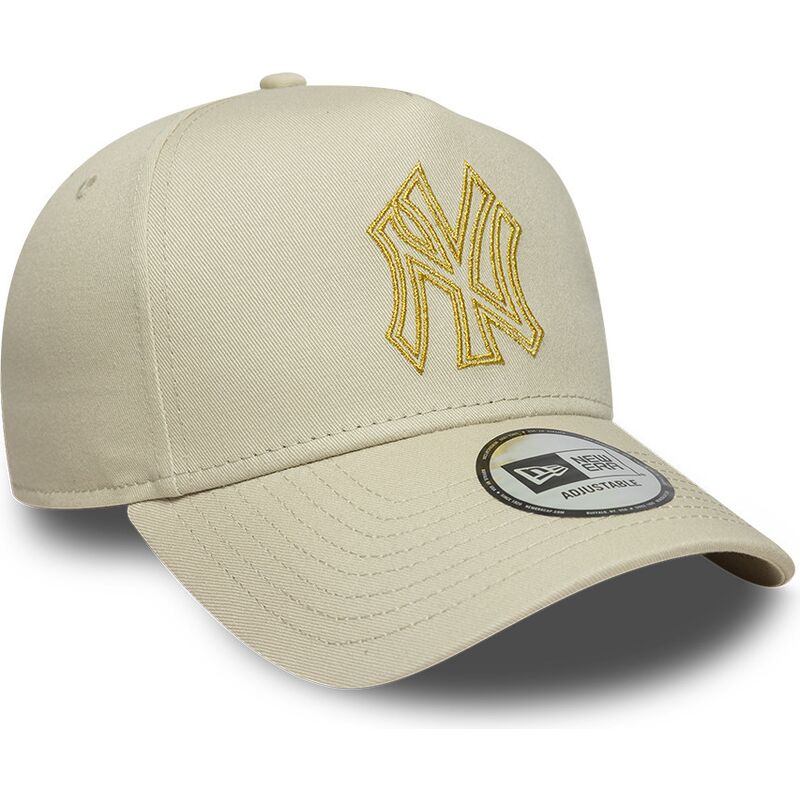gorra-curva-beige-snapback-con-logo-dorado-e-frame-metallic-outline-de-new-york-yankees-mlb-de-new-era