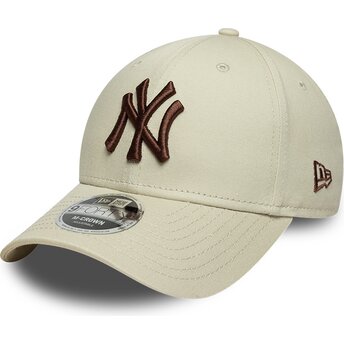 Gorra curva beige snapback con logo marrón 9FORTY M-Crown de New York Yankees MLB de New Era