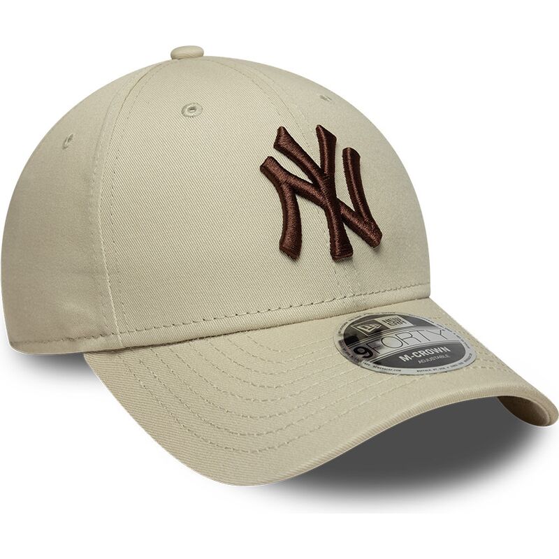new-era-curved-brim-brown-logo-9forty-m-crown-new-york-yankees-mlb-beige-snapback-cap