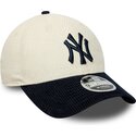 new-era-curved-brim-navy-blue-logo-9forty-m-crown-cord-new-york-yankees-mlb-beige-and-navy-blue-adjustable-cap