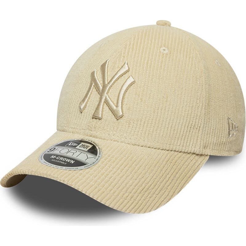 gorra-curva-beige-ajustable-con-logo-beige-9forty-m-crown-cord-de-new-york-yankees-mlb-de-new-era