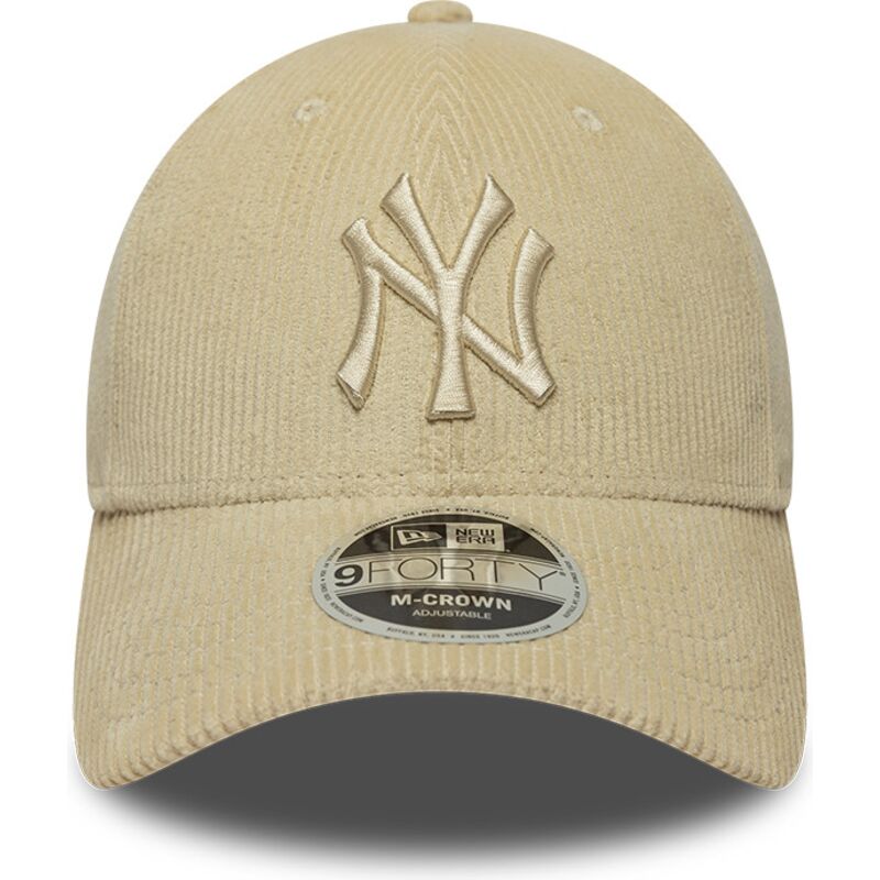 gorra-curva-beige-ajustable-con-logo-beige-9forty-m-crown-cord-de-new-york-yankees-mlb-de-new-era