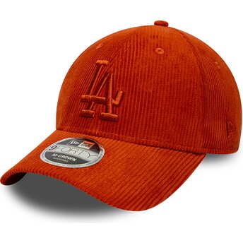 New Era Curved Brim Orange Logo 9FORTY M-Crown Cord Los Angeles Dodgers MLB Orange Adjustable Cap