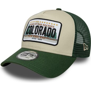 Gorra trucker verde y beige A Frame License Plate de Colorado de New Era