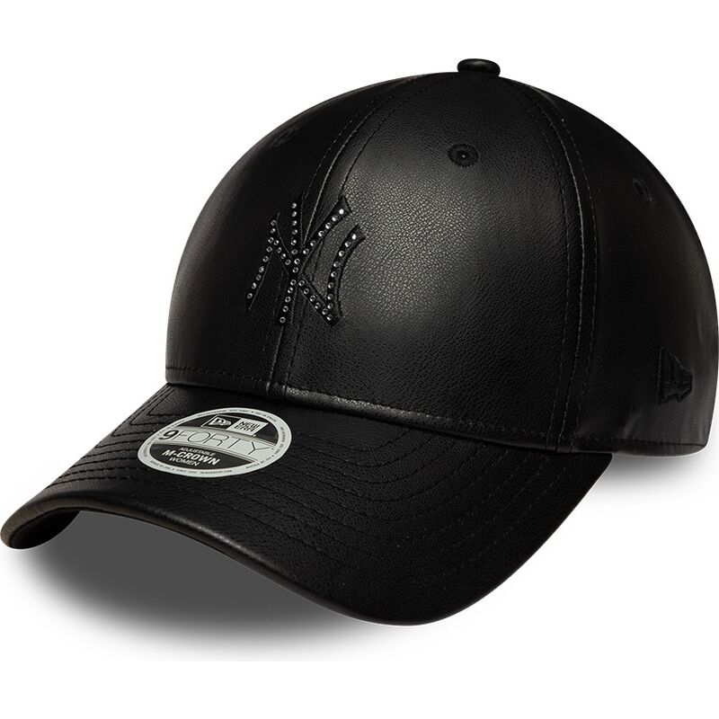 gorra-curva-negra-snapback-para-mujer-con-logo-negro-9forty-m-crown-pu-diamante-de-new-york-yankees-mlb-de-new-era