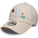 new-era-curved-brim-youth-9forty-food-icon-cupcake-new-york-yankees-mlb-pink-adjustable-cap