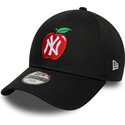 new-era-curved-brim-youth-9forty-fruit-icon-apple-new-york-yankees-mlb-black-adjustable-cap