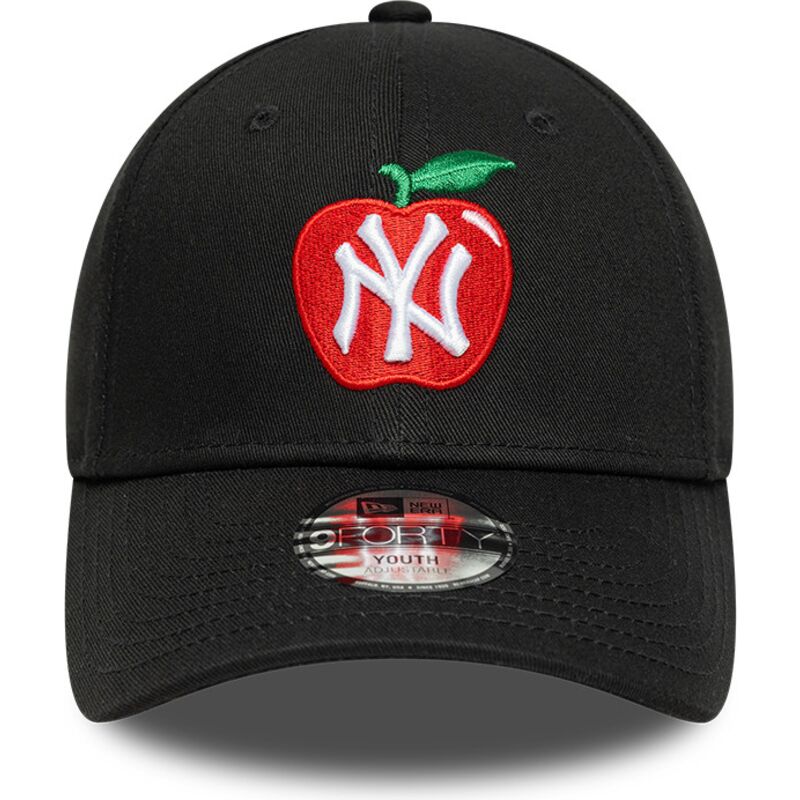 new-era-curved-brim-youth-9forty-fruit-icon-apple-new-york-yankees-mlb-black-adjustable-cap