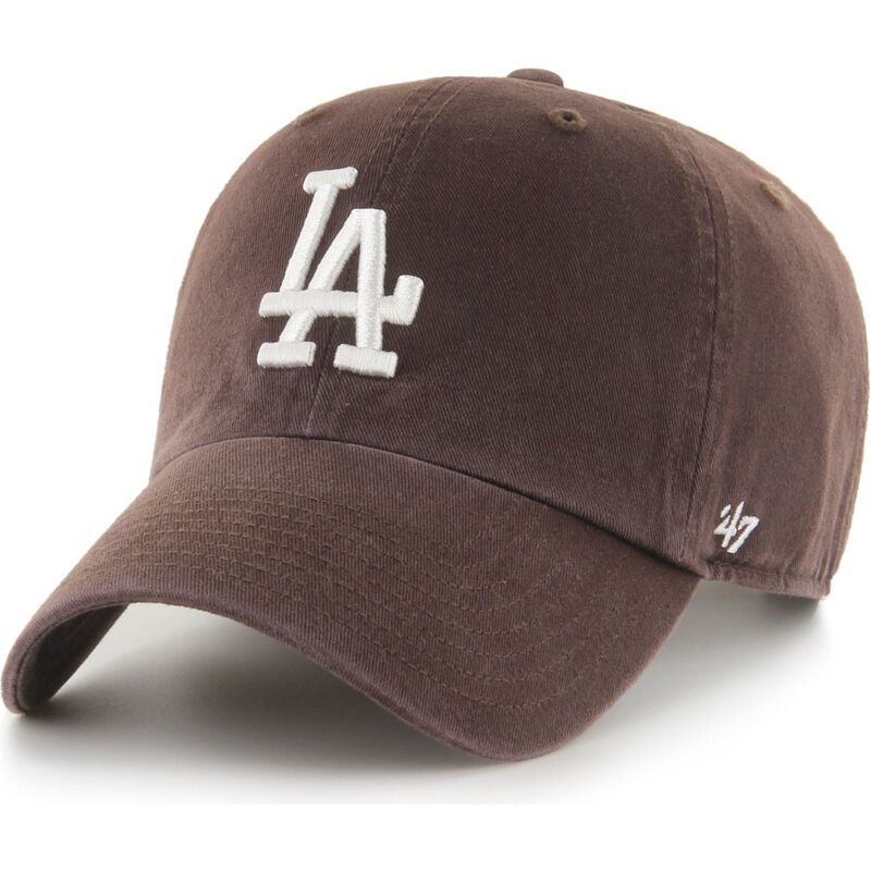 47-brand-curved-brim-clean-up-no-loop-label-los-angeles-dodgers-mlb-brown-adjustable-cap