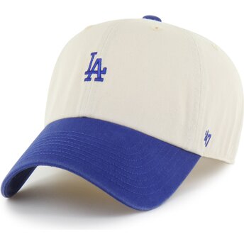 Gorra curva beige y azul ajustable Clean Up Base Runner Two Tone de Los Angeles Dodgers MLB de 47 Brand