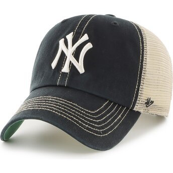 Gorra trucker negra y beige Clean Up Trawler de New York Yankees MLB de 47 Brand