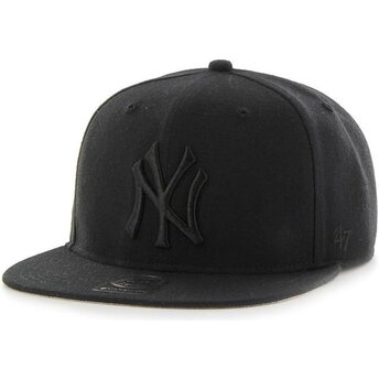Gorra plana negra snapback con logo negro Captain No Shot de New York Yankees MLB de 47 Brand